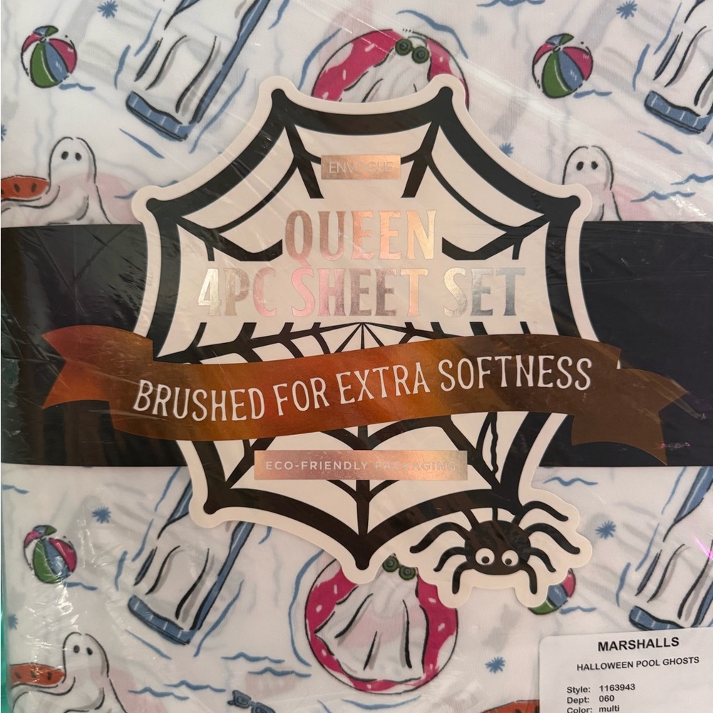 Halloween/Summerween Pool Ghosts Queen Sheet Set
